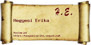 Hegyesi Erika névjegykártya